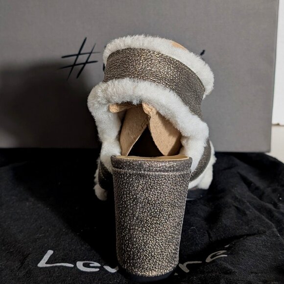 LEMARÉ NEW LEATHER Slingback heels EU 38 US 8 SHEARLING Lining MADE IN ITALY - Picture 5 of 13